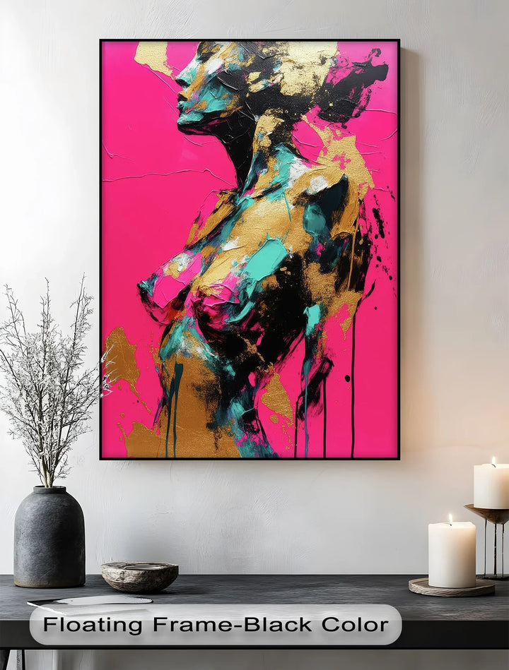 Electric Muse – Bold Abstract Female Figure Canvas Print - MyPhotoStation