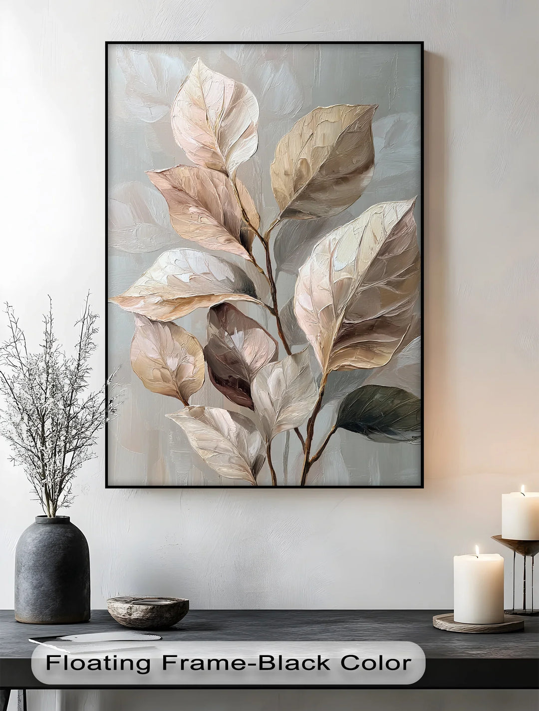 Elegant Earth-Toned Leaves – Neutral Abstract Botanical Canvas Print - MyPhotoStation