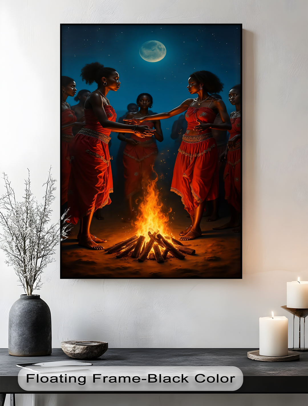 Sacred Fire Dance – African Tribal Women Canvas Wall Art | Framed Art