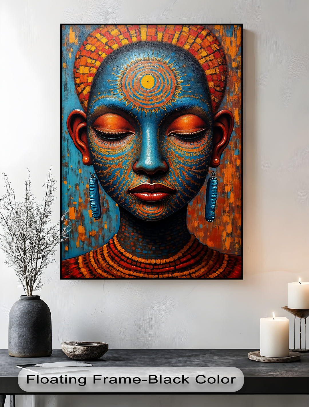 Sacred African Goddess Portrait – Tribal Ethnic Canvas Wall Art | Framed Canvas