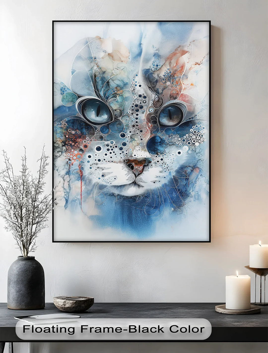 Mystic Whiskers – Abstract Blue Cat Portrait Blue Canvas Prints - MyPhotoStation