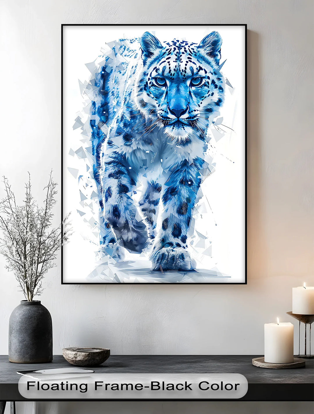 Frostborn Majesty – Blue Snow Leopard in Shattered Ice Style Canvas Prints - MyPhotoStation