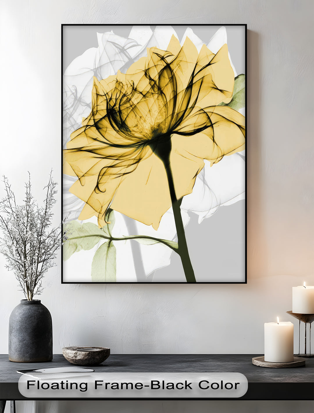 Winterliche Ruhe – Japanische Frau im blauen Kimono, Leinwanddruck | Gerahmtes Kunstwerk