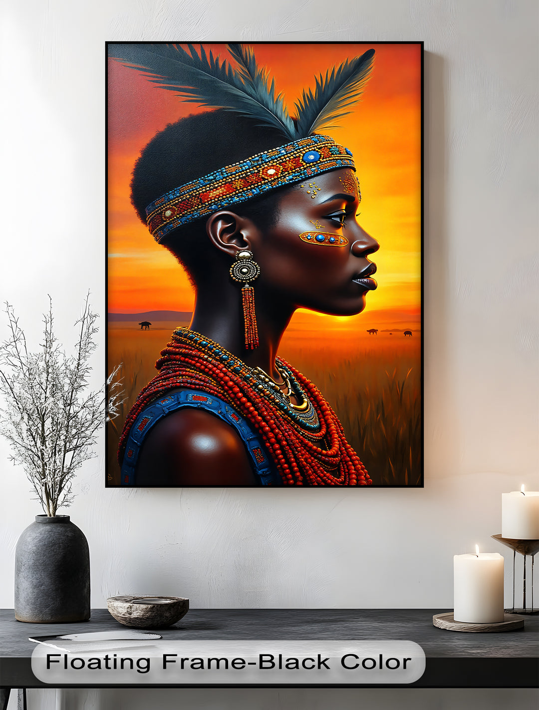 Radiant Sunset Queen – African Woman Canvas Print | Canvas Wall Decor