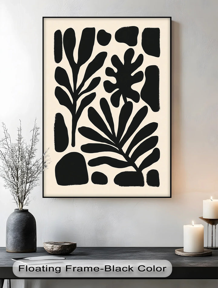 Modern Botanical Silhouettes – Minimalist Black and Beige Canvas Print - MyPhotoStation
