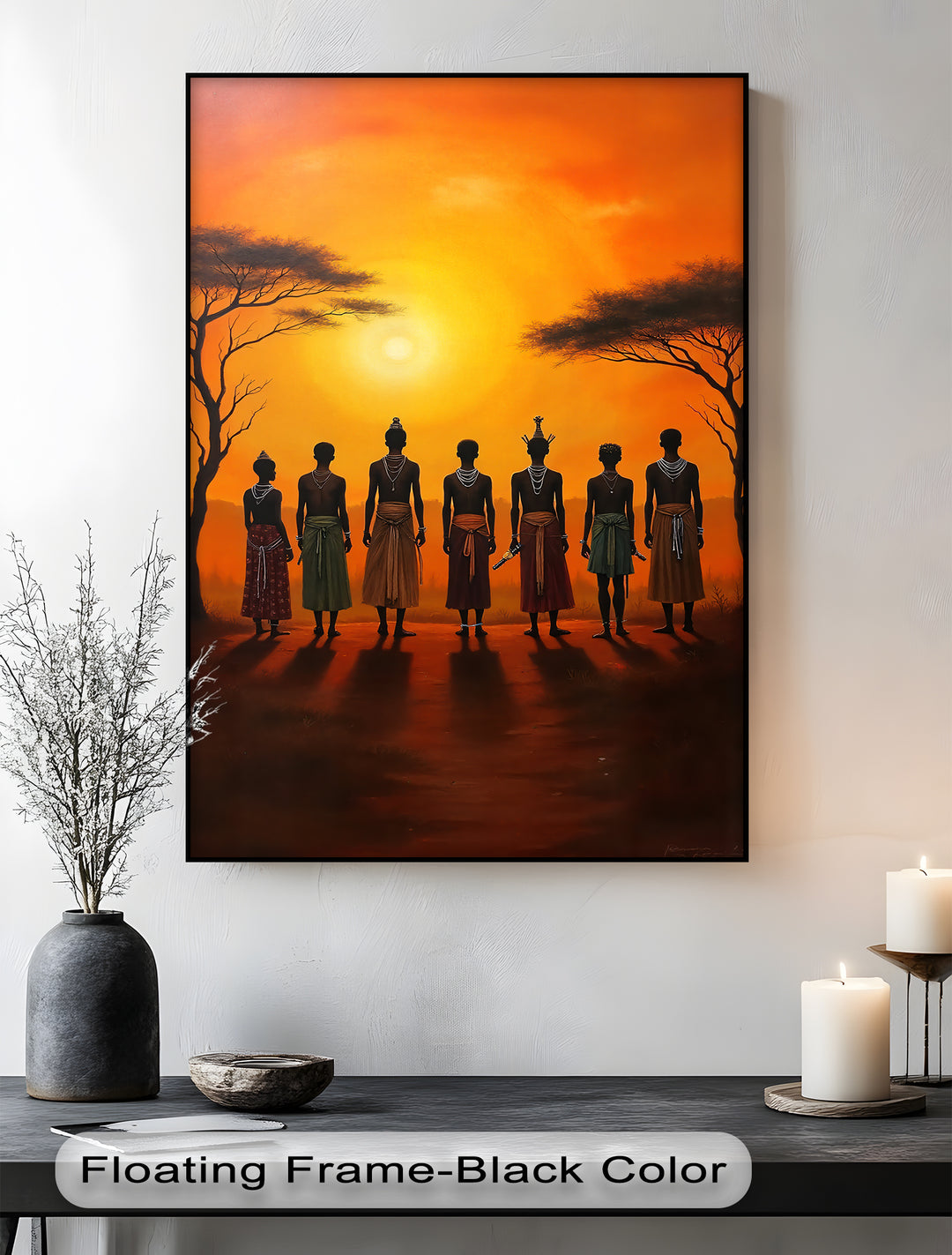 African Tribe at Sunset – Traditional Tribal Canvas Wall Art | Artwork Canvas