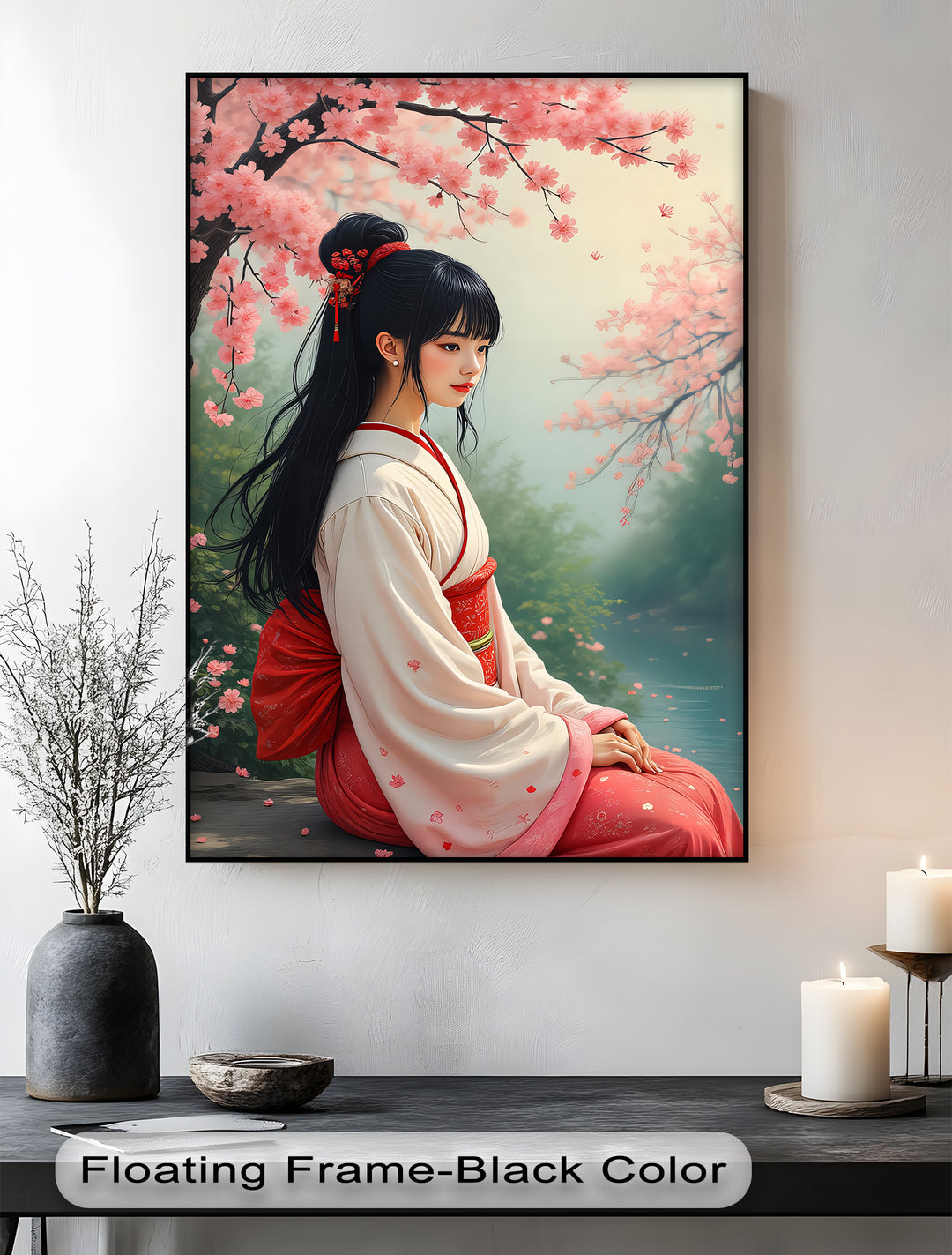 Blossom Grace – Japanese Woman Under Sakura Canvas Print | Framed Art