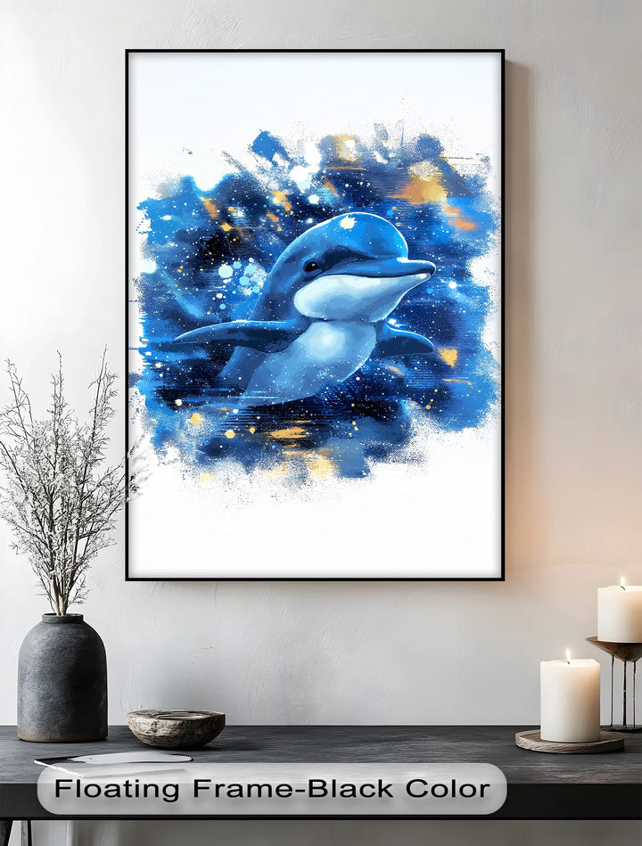 Joyful Ocean Splash – Playful Dolphin Blue Canvas Prints - MyPhotoStation