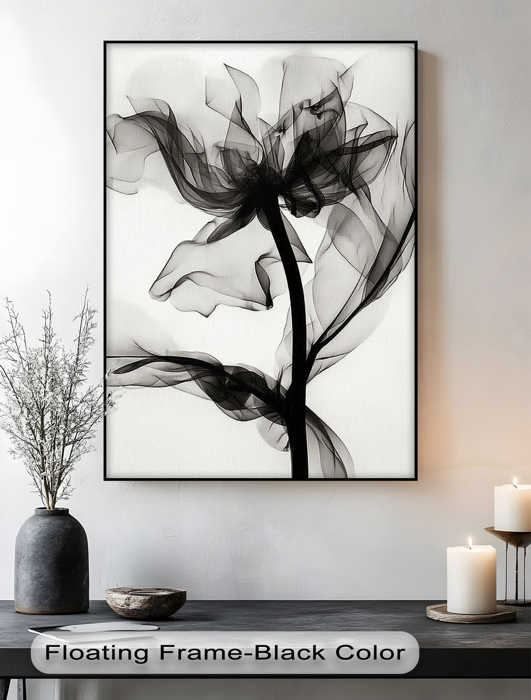 Winterliche Ruhe – Japanische Frau im blauen Kimono, Leinwanddruck | Gerahmtes Kunstwerk