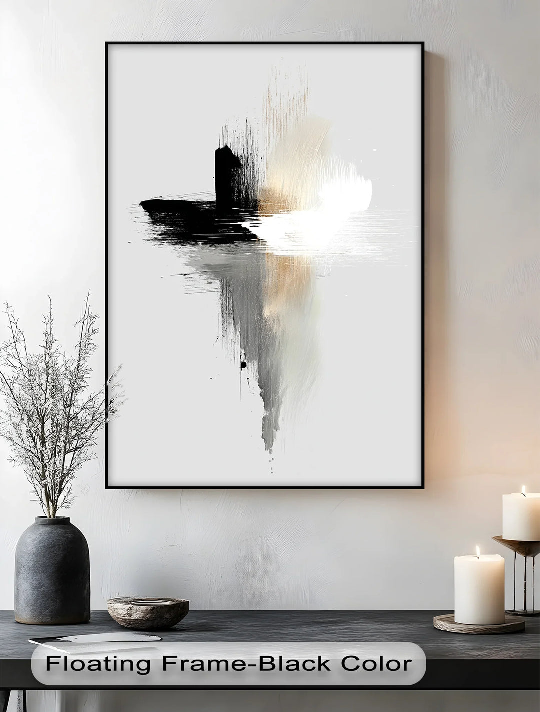 Echo of Stillness – Minimalist Black and White Brushstroke Canvas Print - MyPhotoStation
