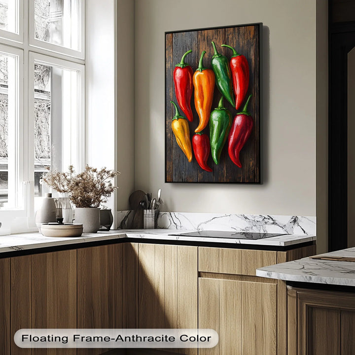 Colorful Peppers – Rustic Vegetable Kitchen Canvas Print - MyPhotoStation