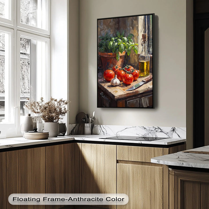 Tuscan Kitchen Still Life – Tomato & Basil Canvas Print - MyPhotoStation