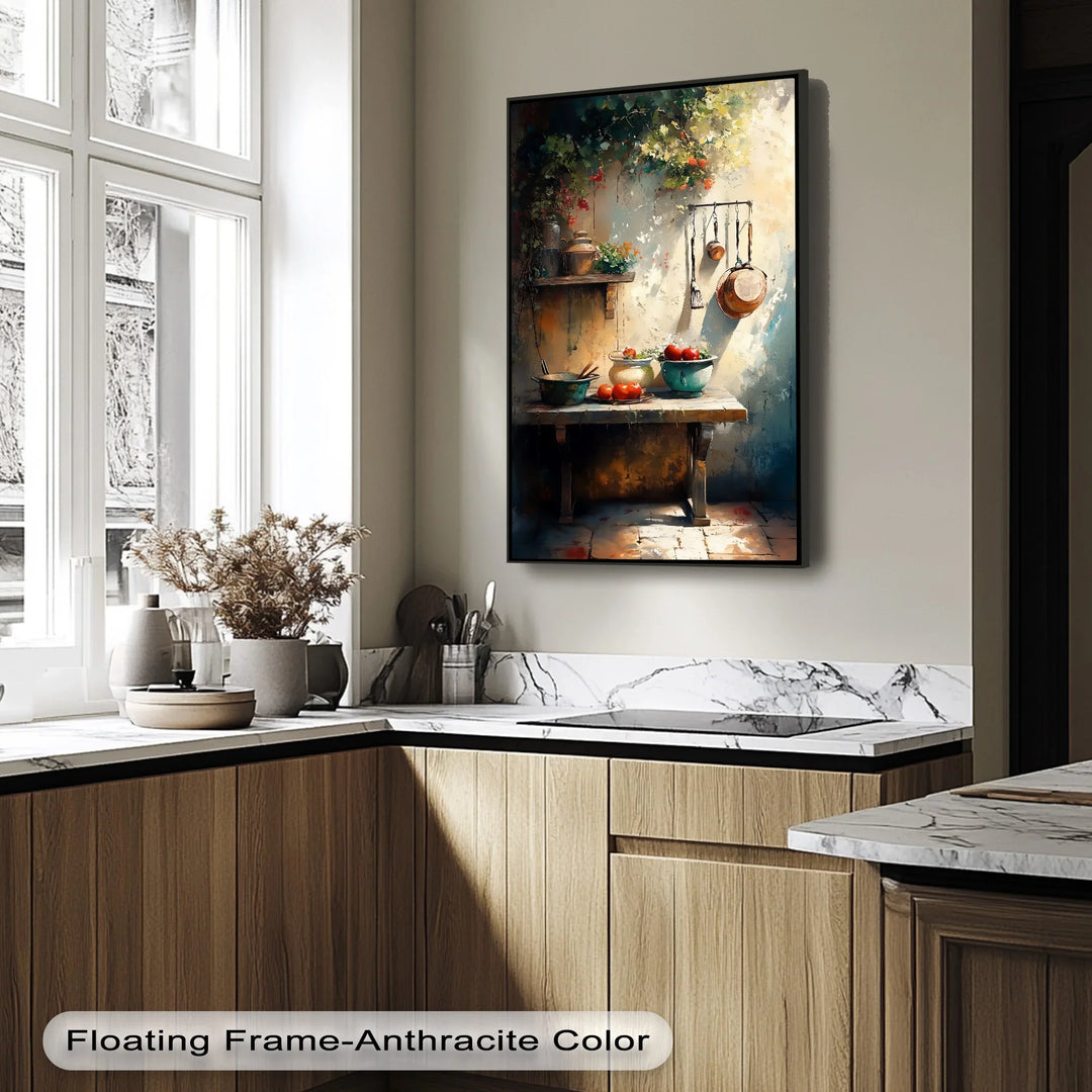 Tuscan Courtyard Kitchen – Rustic Mediterranean Canvas Print - MyPhotoStation