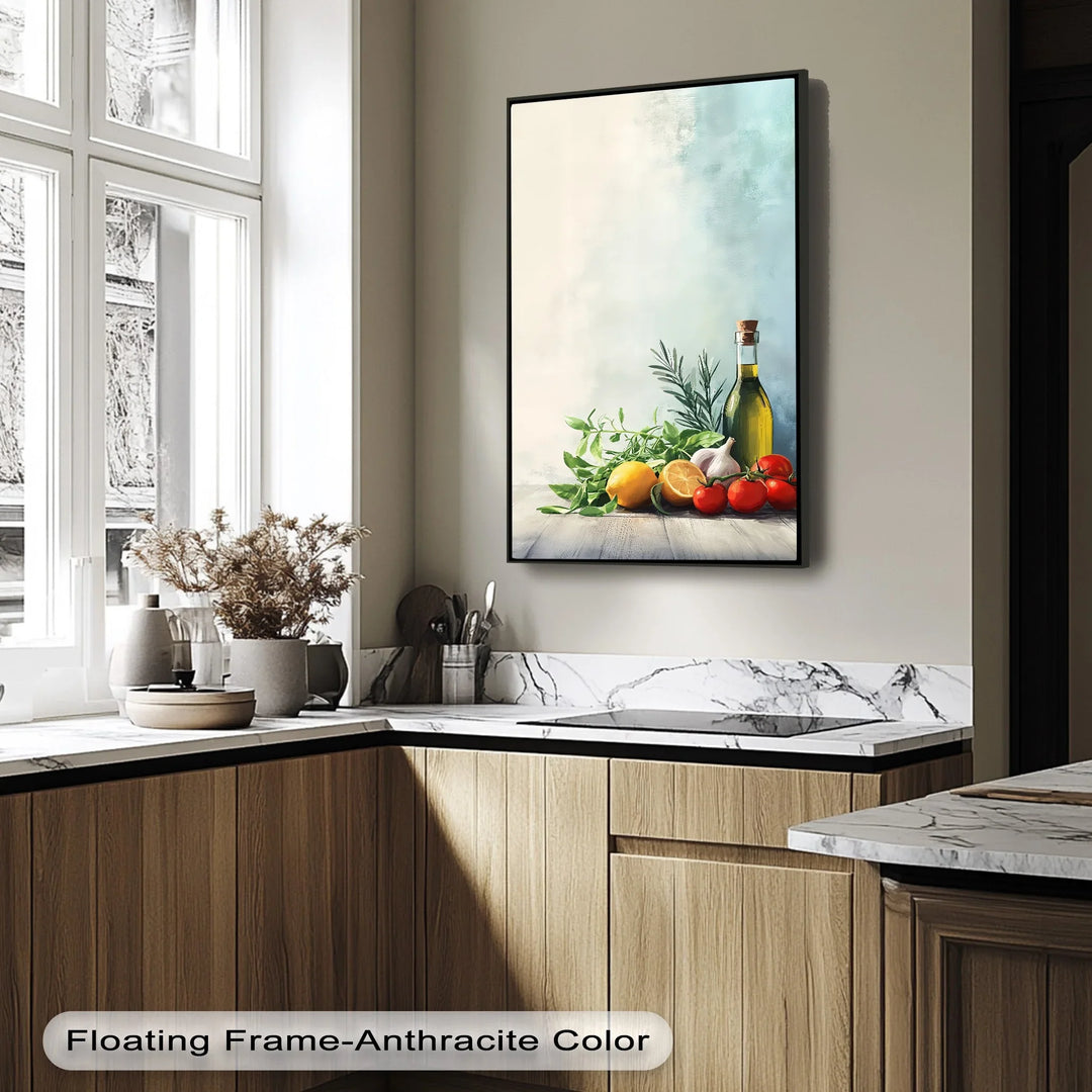 Essence of the Mediterranean – Olive Oil & Herb Kitchen Canvas Print - MyPhotoStation