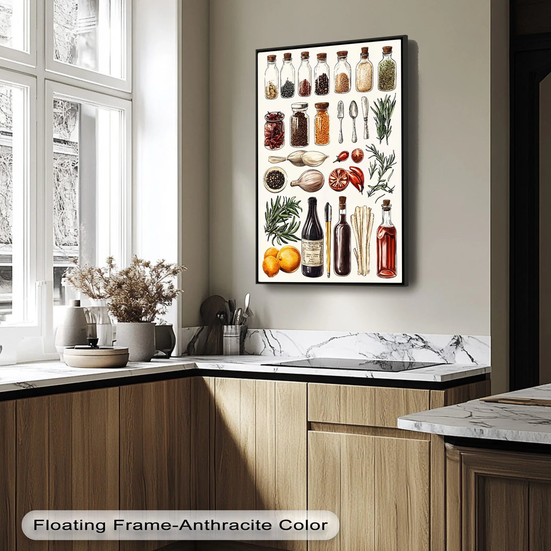 Kitchen Essentials – Illustrated Herbs & Spices Canvas Print - MyPhotoStation
