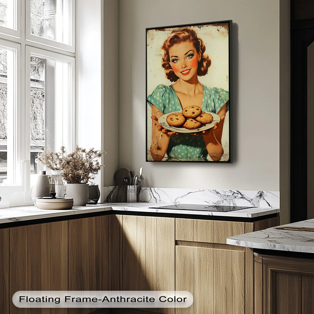 Sweet Smile – Retro Cookie Lady Kitchen Canvas Print - MyPhotoStation