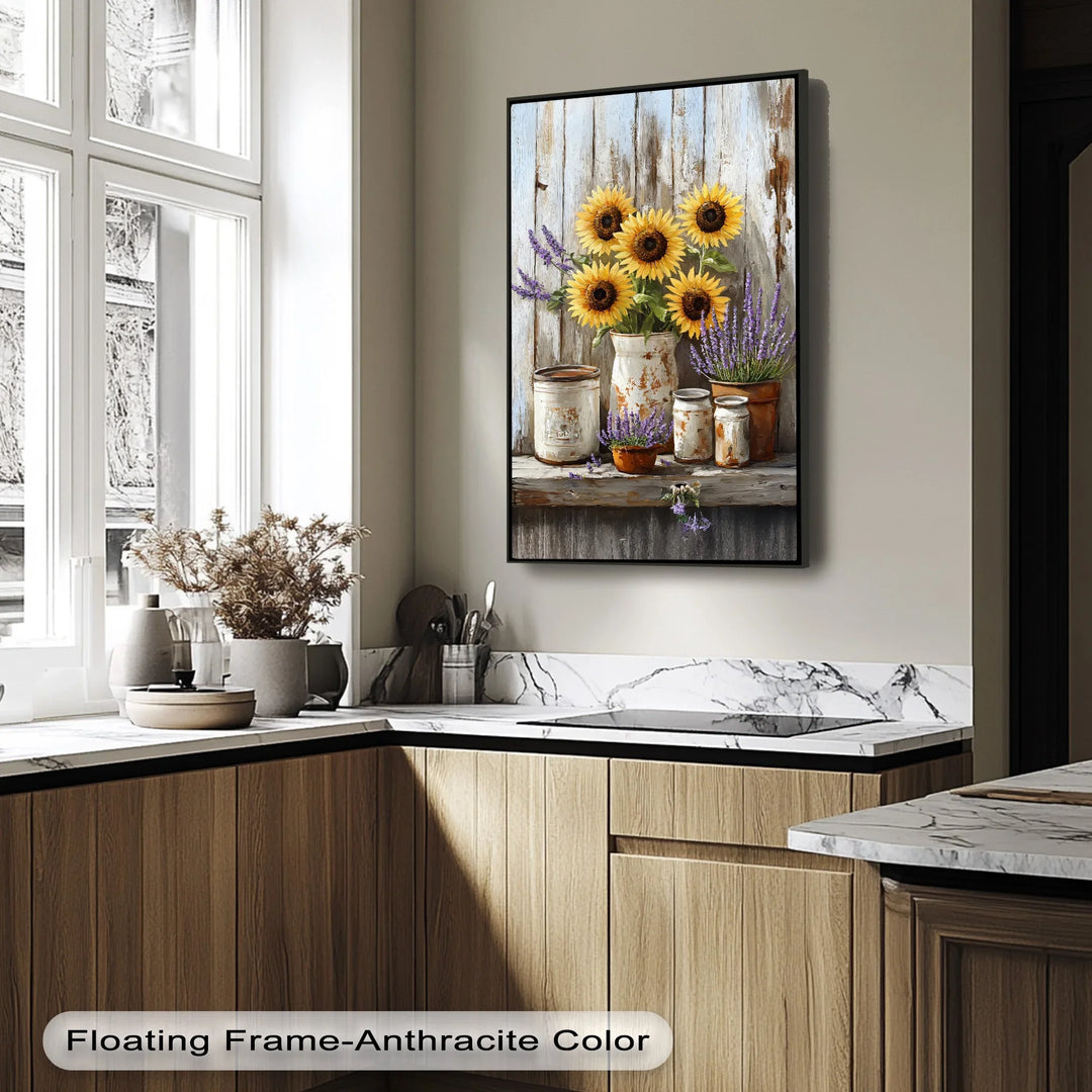Sunflowers & Lavender – Rustic Farmhouse Floral Canvas Print - MyPhotoStation