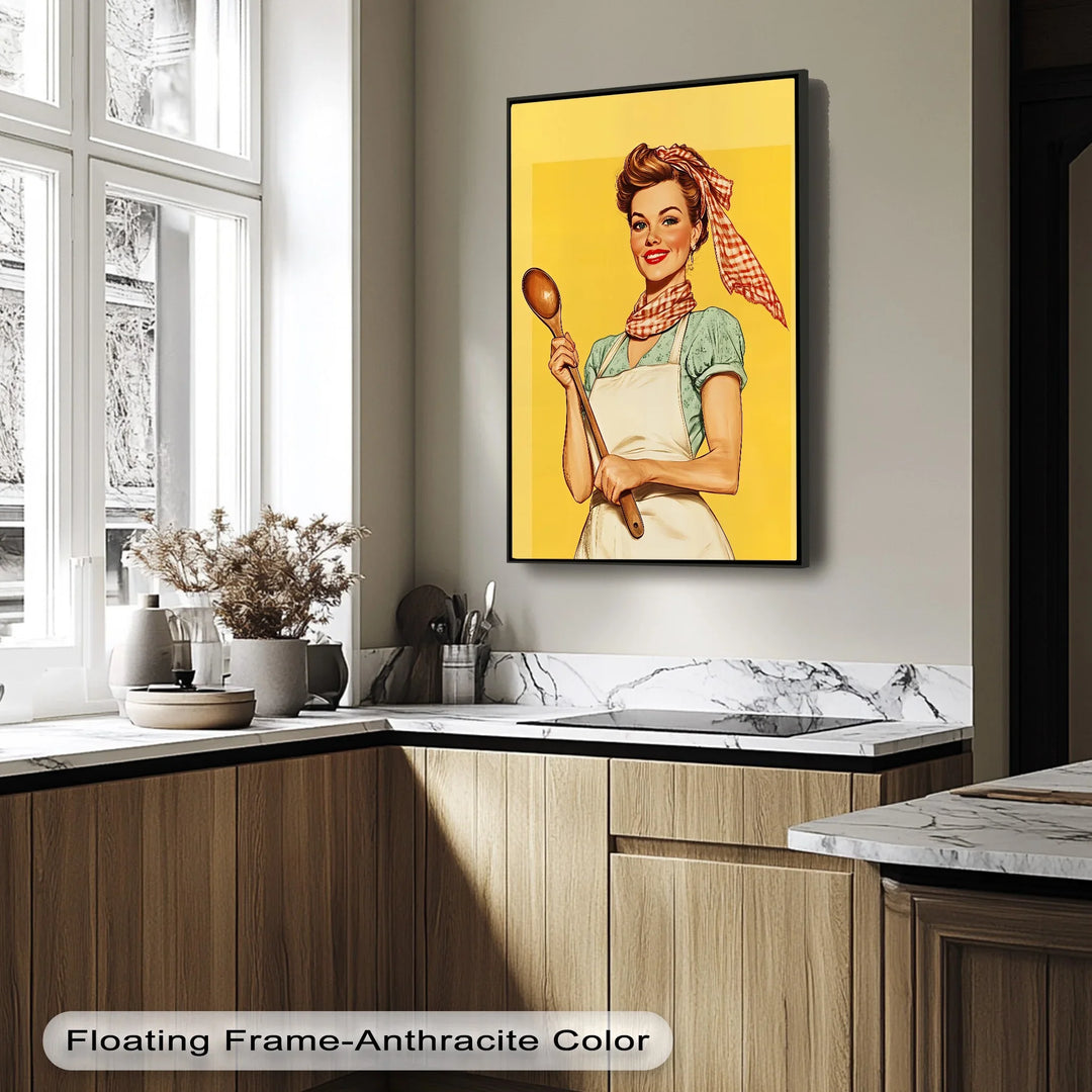 Retro Kitchen Muse – Vintage Cooking Lady Canvas Print - MyPhotoStation