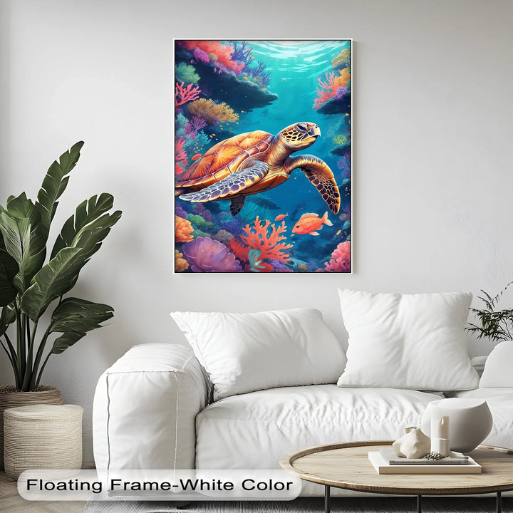 Graceful Sea Turtle – Vibrant Ocean Life Animal Canvas Print - MyPhotoStation