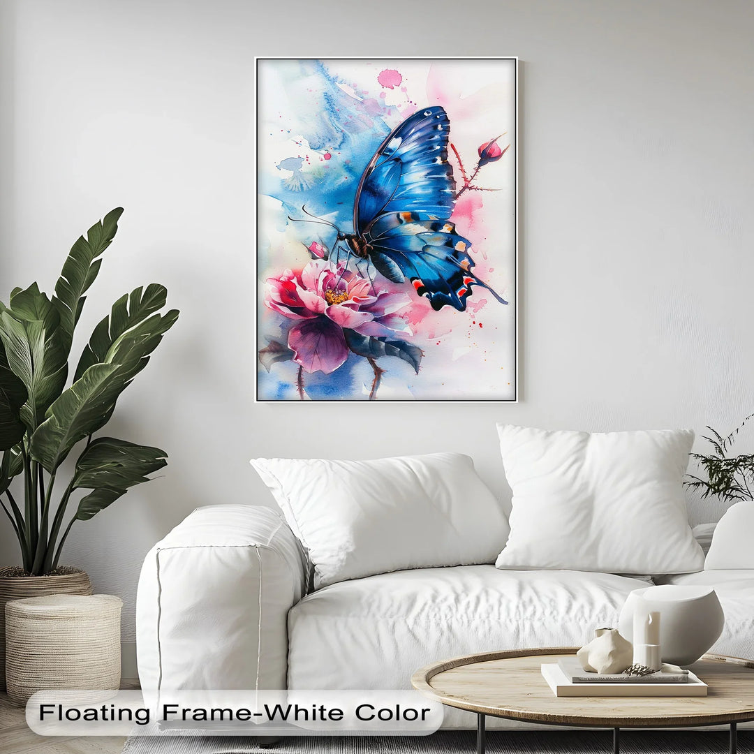 Blue Grace – Butterfly on Bloom Animal Canvas Print - MyPhotoStation