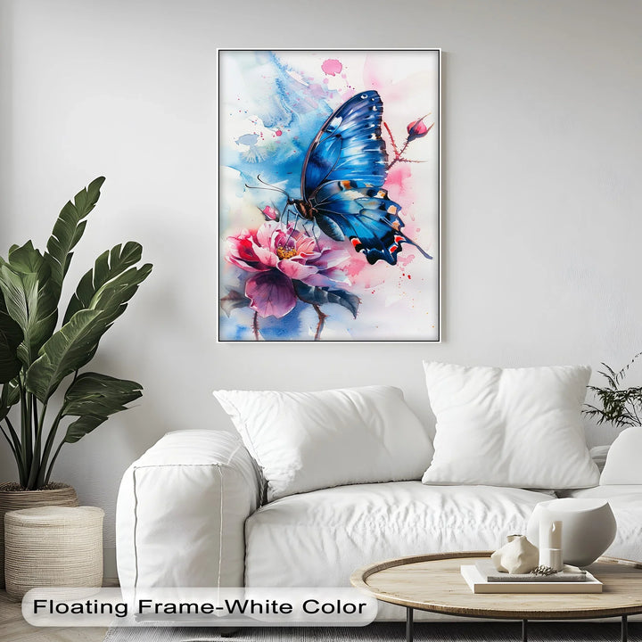 Blue Grace – Butterfly on Bloom Animal Canvas Print - MyPhotoStation