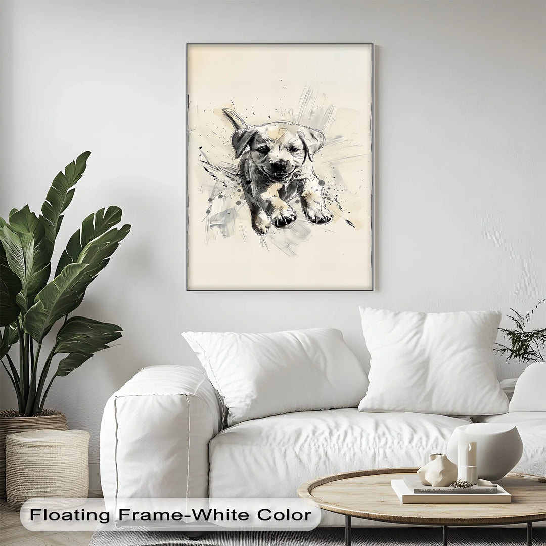 Leap of Joy – Sketch Style Playful Puppy Art Puppies Canvas Print - MyPhotoStation