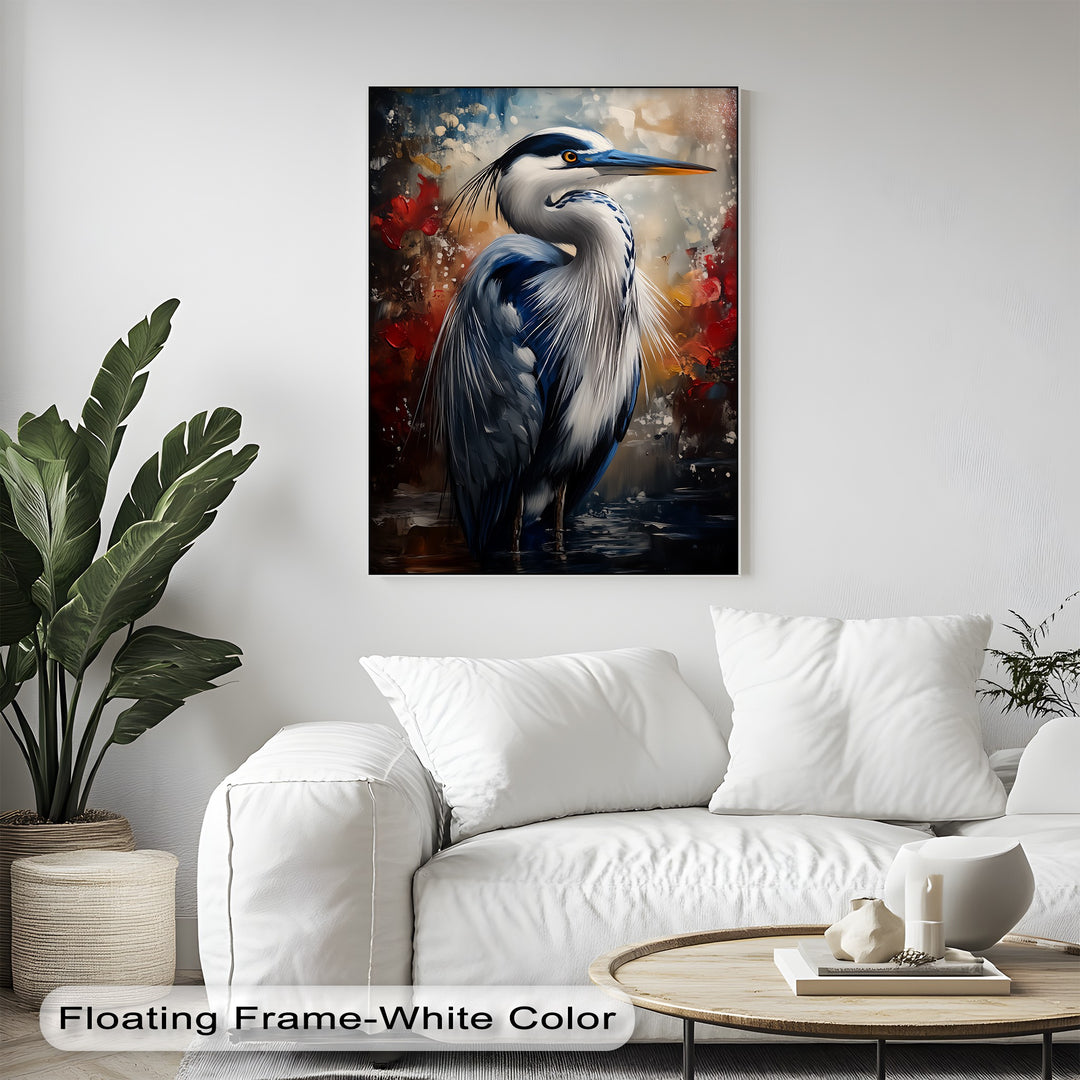 Regal Blue Heron – Majestic Bird Portrait Canvas Print