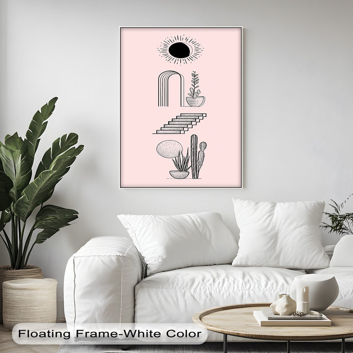 Desert Geometry – Minimalist Boho Cactus Canvas Print