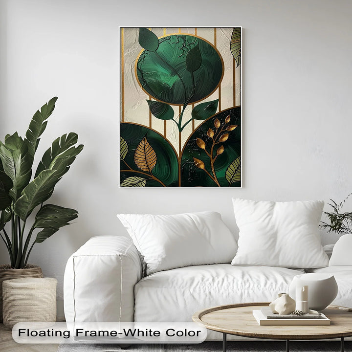 Golden Botanica – Luxe Leaf Design in Emerald and Gold Canvas Print - MyPhotoStation