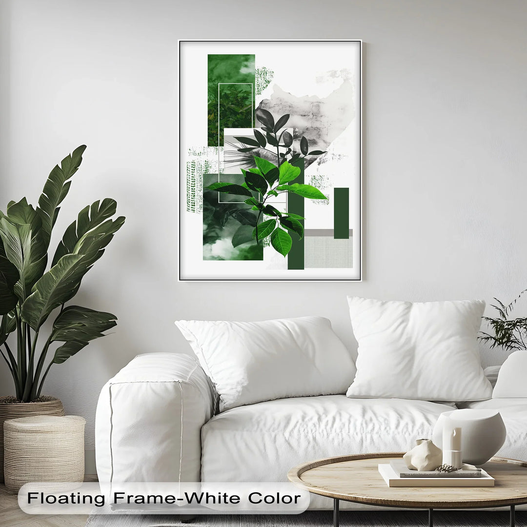 Geometric Botanical Contrast – Modern Leaf Collage Canvas Print - MyPhotoStation