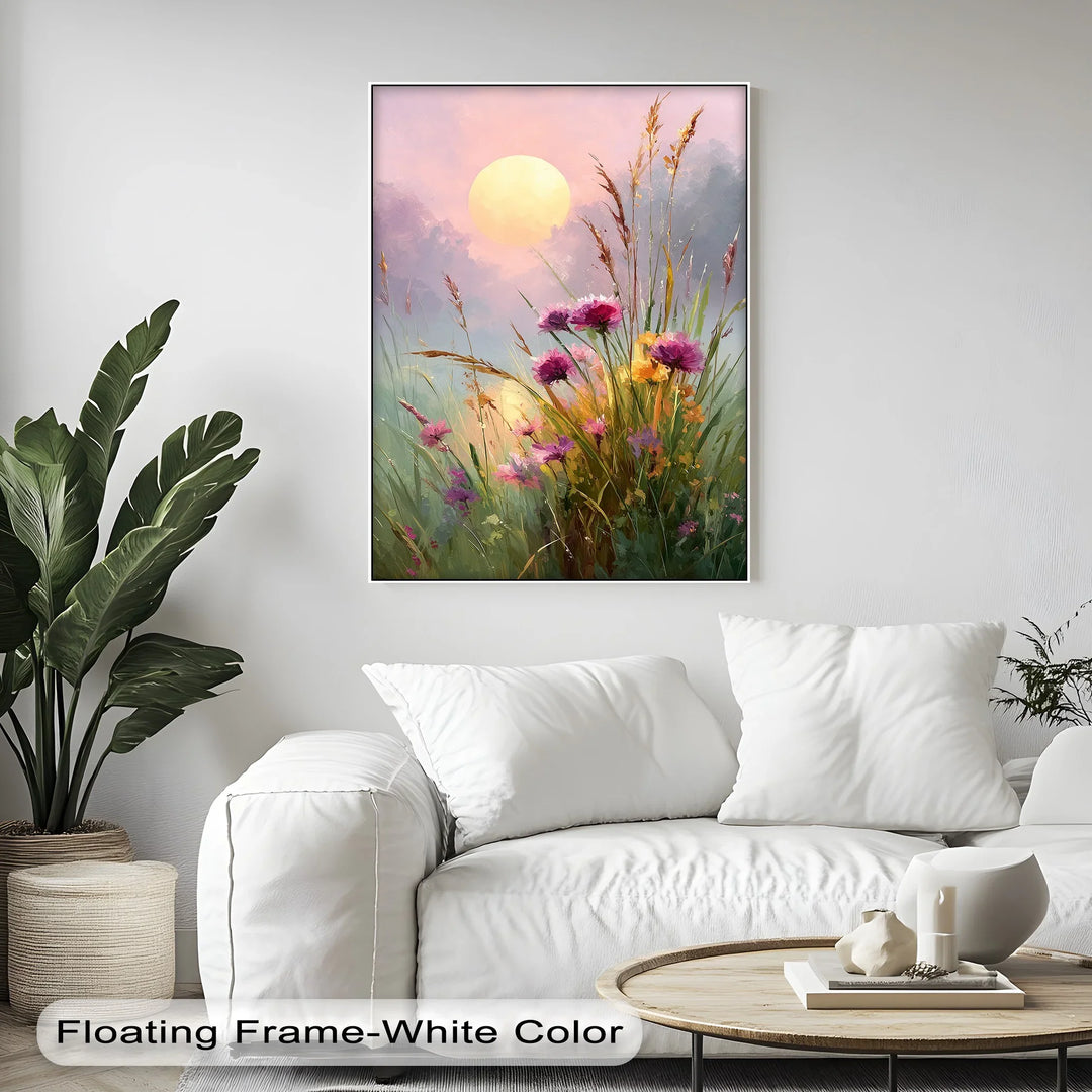 Wildflower Meadow at Dusk – Sunset Landscape Canvas Print - MyPhotoStation
