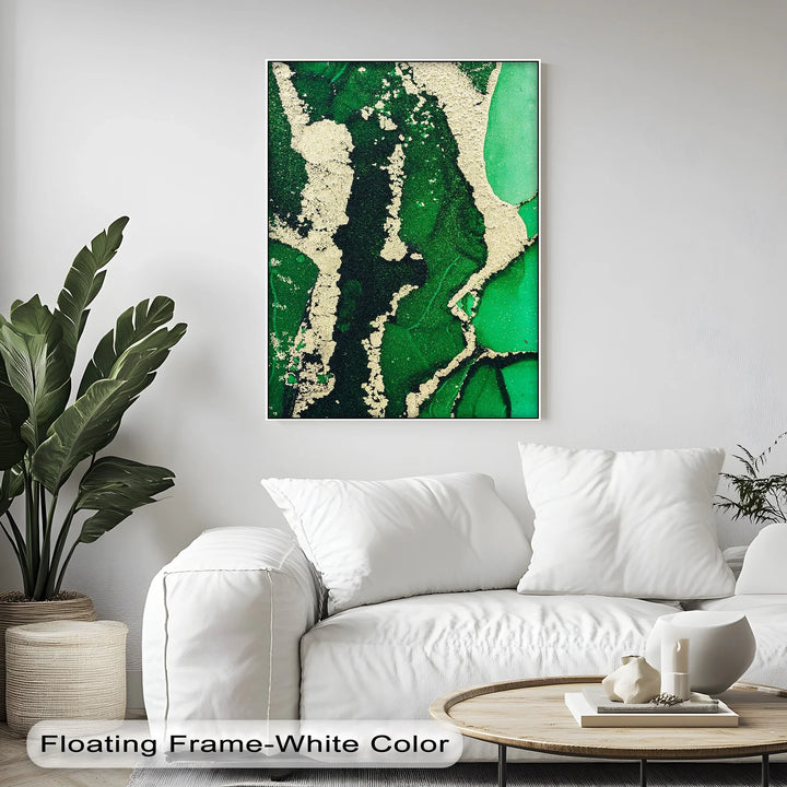 Verdant Gold Flow – Luxury Green Abstract Canvas Print - MyPhotoStation