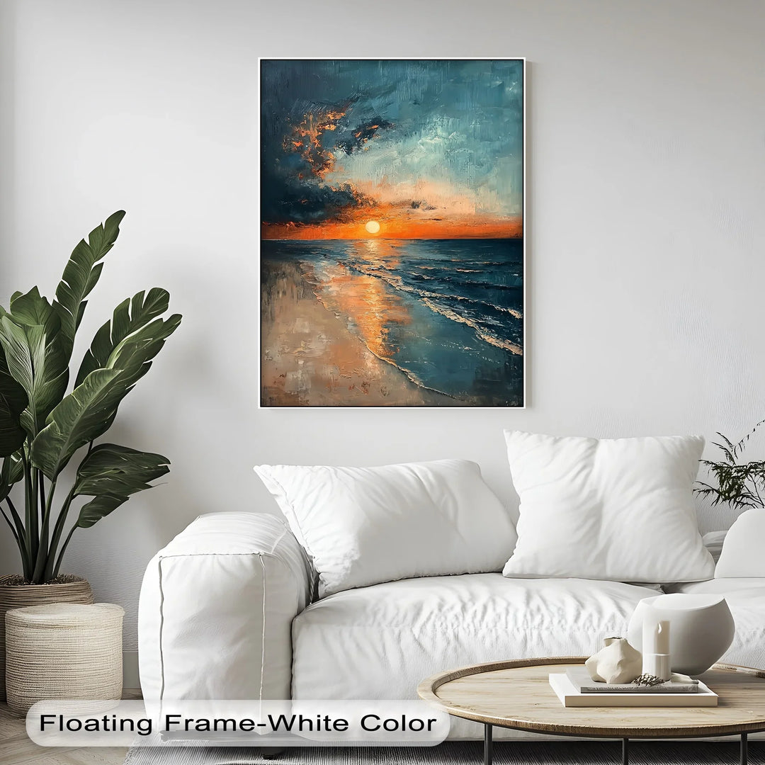 Sunset Serenity Over Ocean Shore – Tranquil Seascape Canvas Print - MyPhotoStation