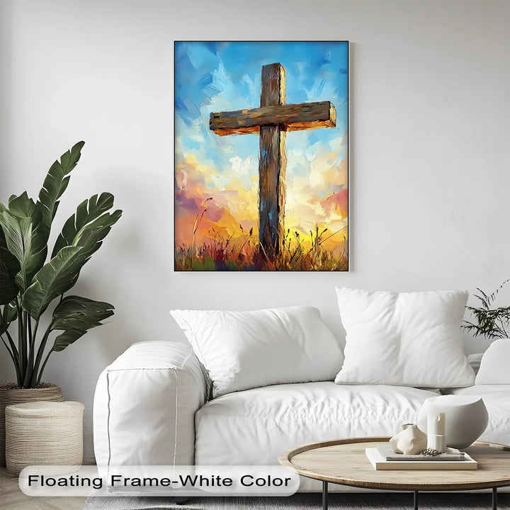Divine Light – Wooden Cross at Sunrise Canvas Print - MyPhotoStation