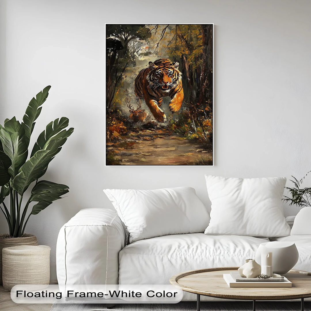 Predator's Pursuit – Wild Tiger Chase Animal Canvas Print - MyPhotoStation
