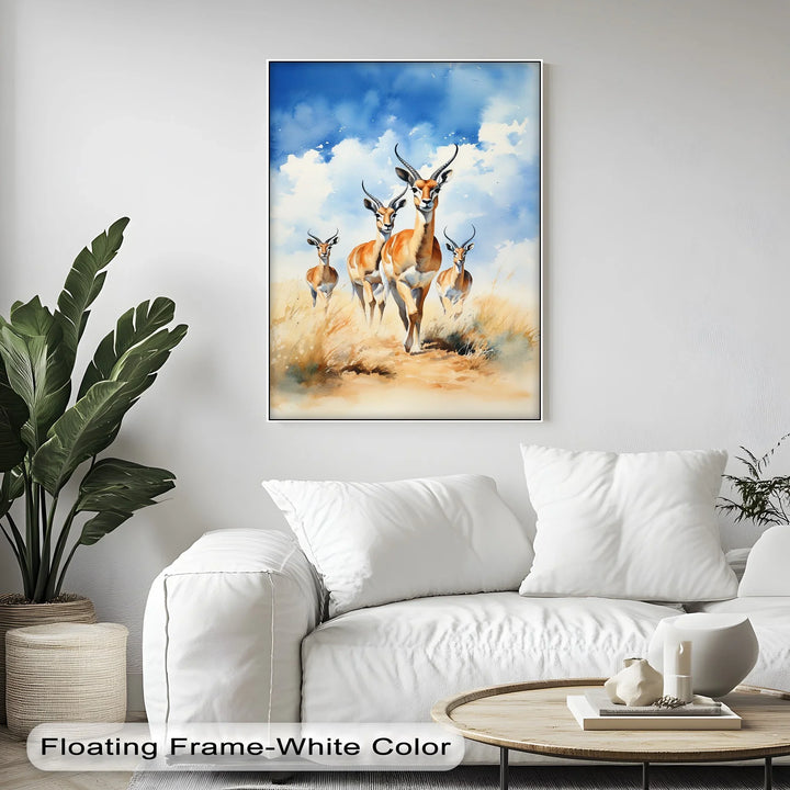 Desert Grace – Antelope Herd in Motion Animal Canvas Print - MyPhotoStation