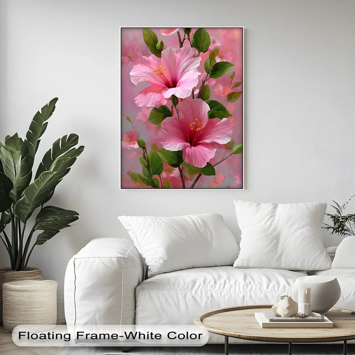 Pink Hibiscus Elegance – Romantic Tropical Floral Canvas Print - MyPhotoStation