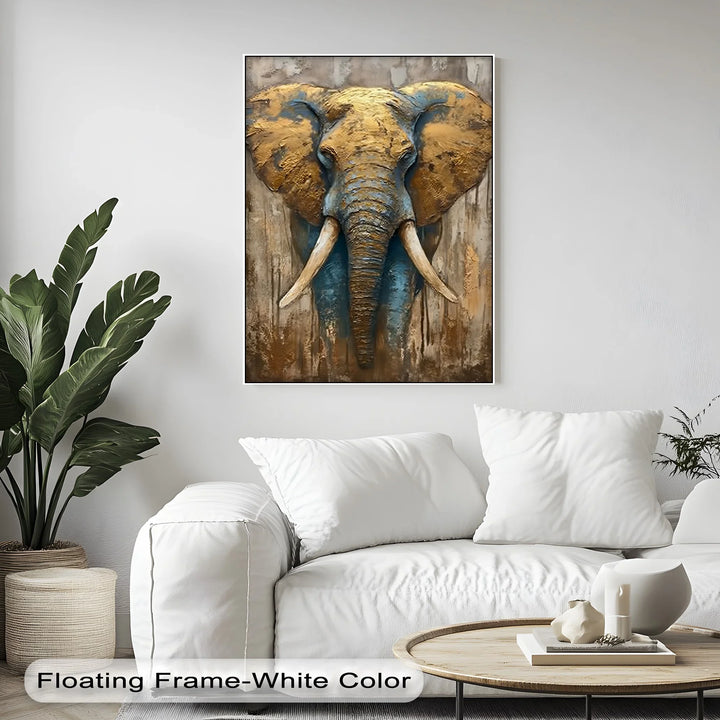 Majestic Elephant Head with Golden Texture – Wildlife Canvas Print - MyPhotoStation