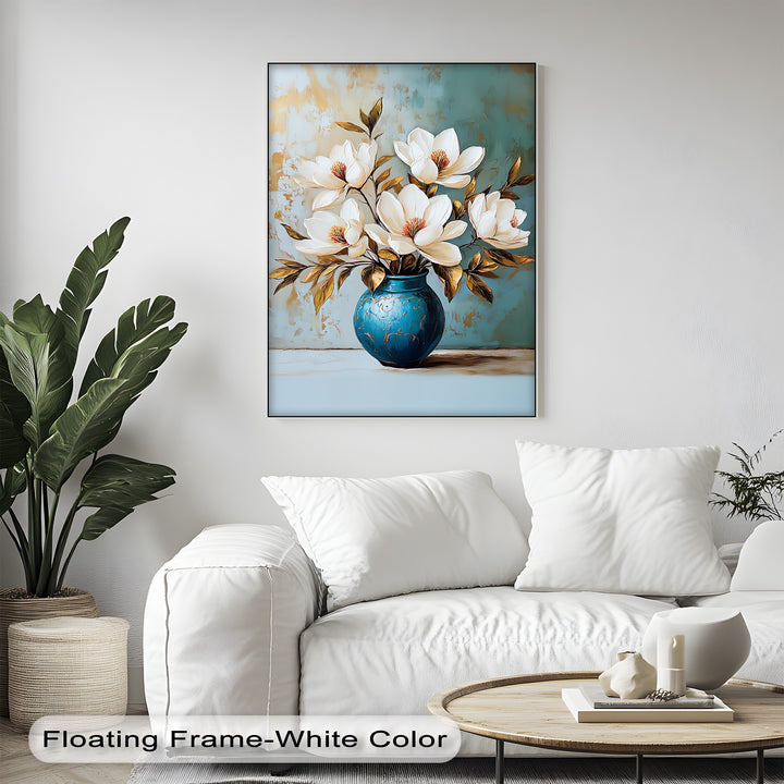 Ivory Magnolia Elegance – White Floral Canvas Print