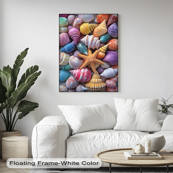 Vibrant Coastal Shells – Colorful Canvas Print