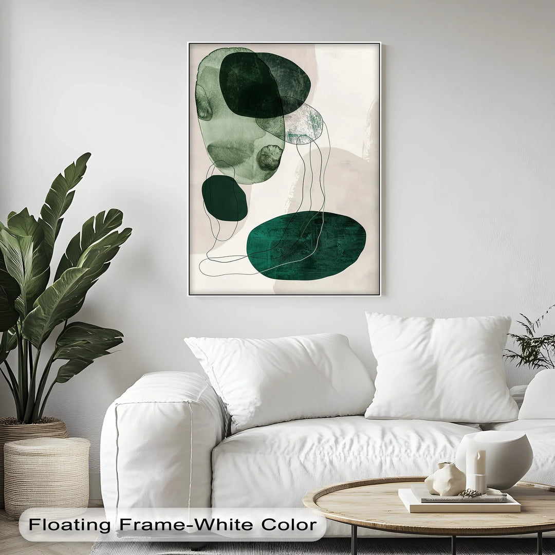 Floating Emerald Forms – Contemporary Abstract Canvas Print - MyPhotoStation