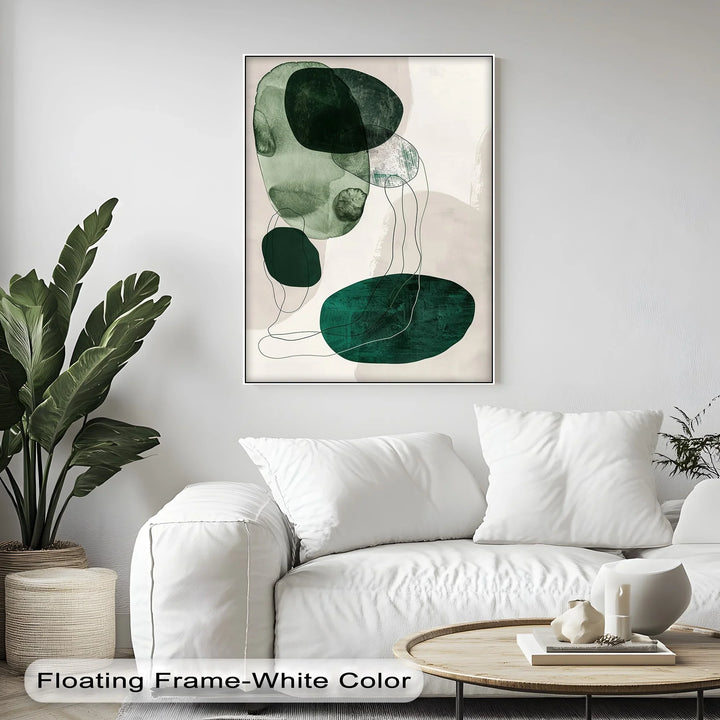 Floating Emerald Forms – Contemporary Abstract Canvas Print - MyPhotoStation