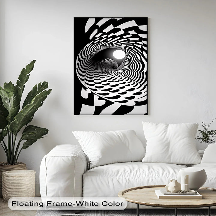 Hypnotic Spiral Tunnel – Black & White Canvas Print - MyPhotoStation