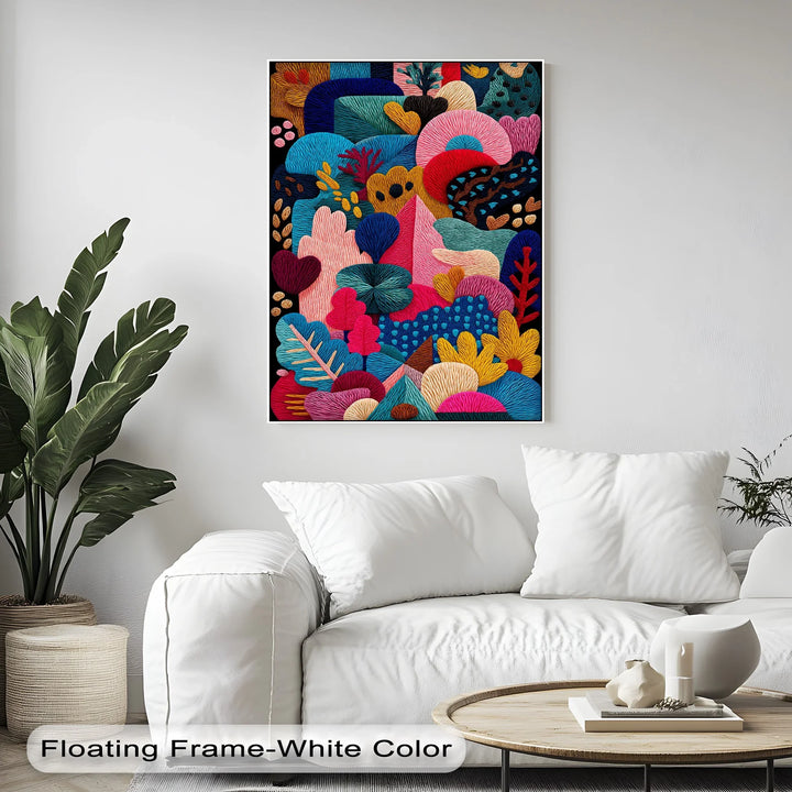 Colorful Abstract Garden Embroidery Style – Bold Canvas Print - MyPhotoStation