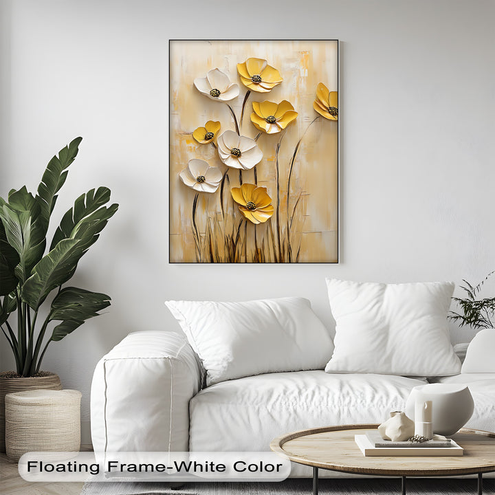 Golden Meadow Blooms – Yellow and White Flower Canvas Wall Art
