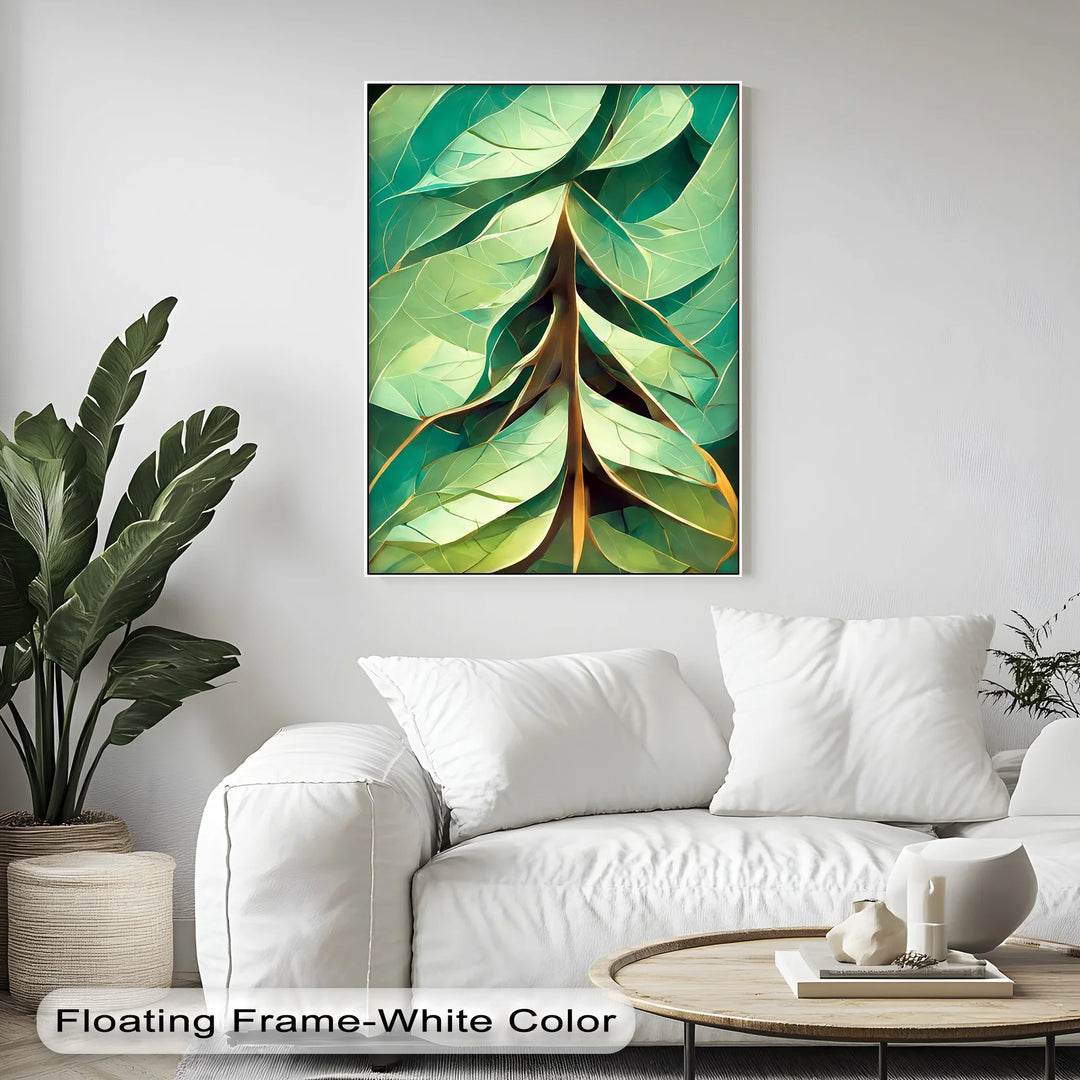 Radiant Leaf Veins – Stylized Botanical Geometry Canvas Print - MyPhotoStation