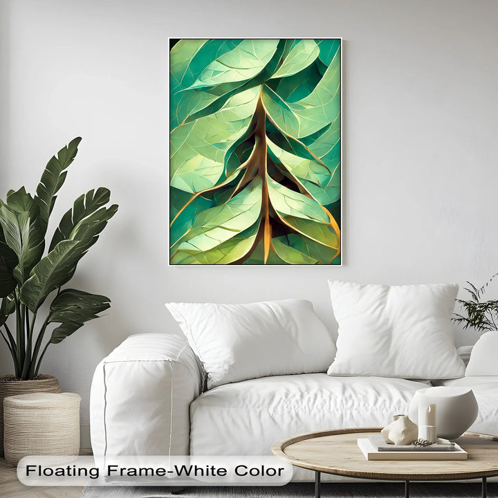 Radiant Leaf Veins – Stylized Botanical Geometry Canvas Print - MyPhotoStation