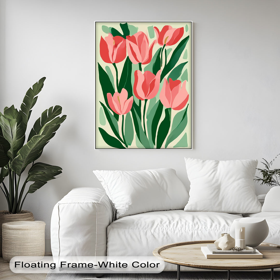 Coral Tulip Delight – Abstract Pink Tulip Canvas Print