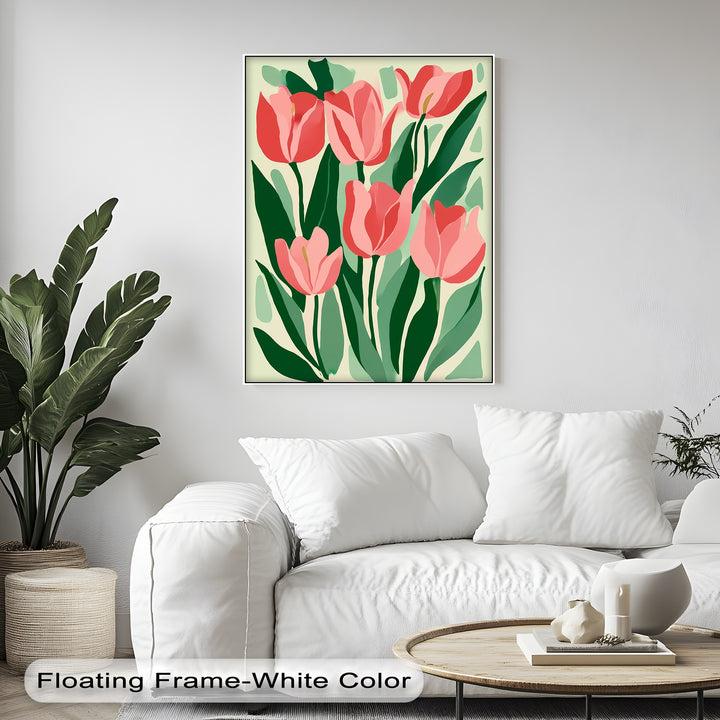 Coral Tulip Delight – Abstract Pink Tulip Canvas Print
