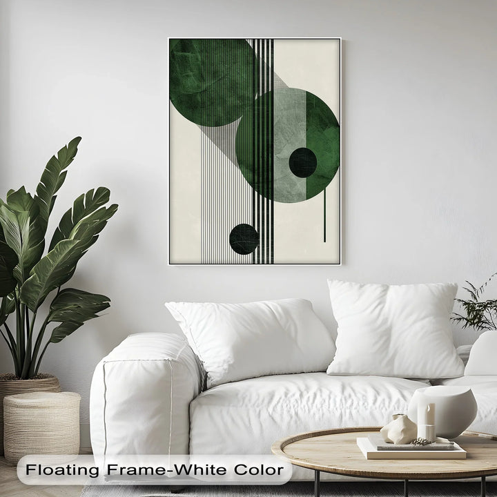 Modern Green Orbital Geometry – Abstract Minimalist Canvas Print - MyPhotoStation